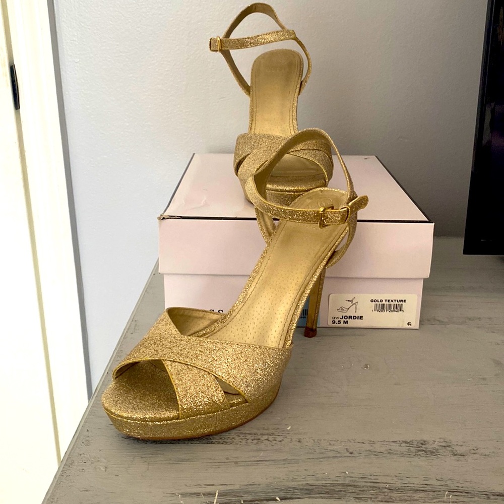 Guess Gold Size 9.5 Heels With Platform